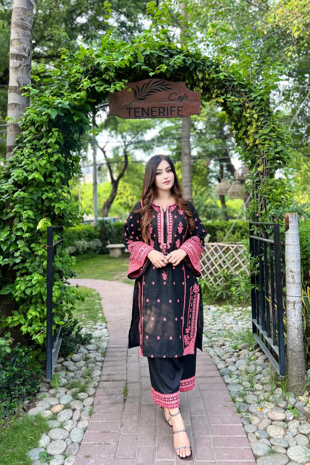 Midnight Rose - 2pcs Embroidered dress