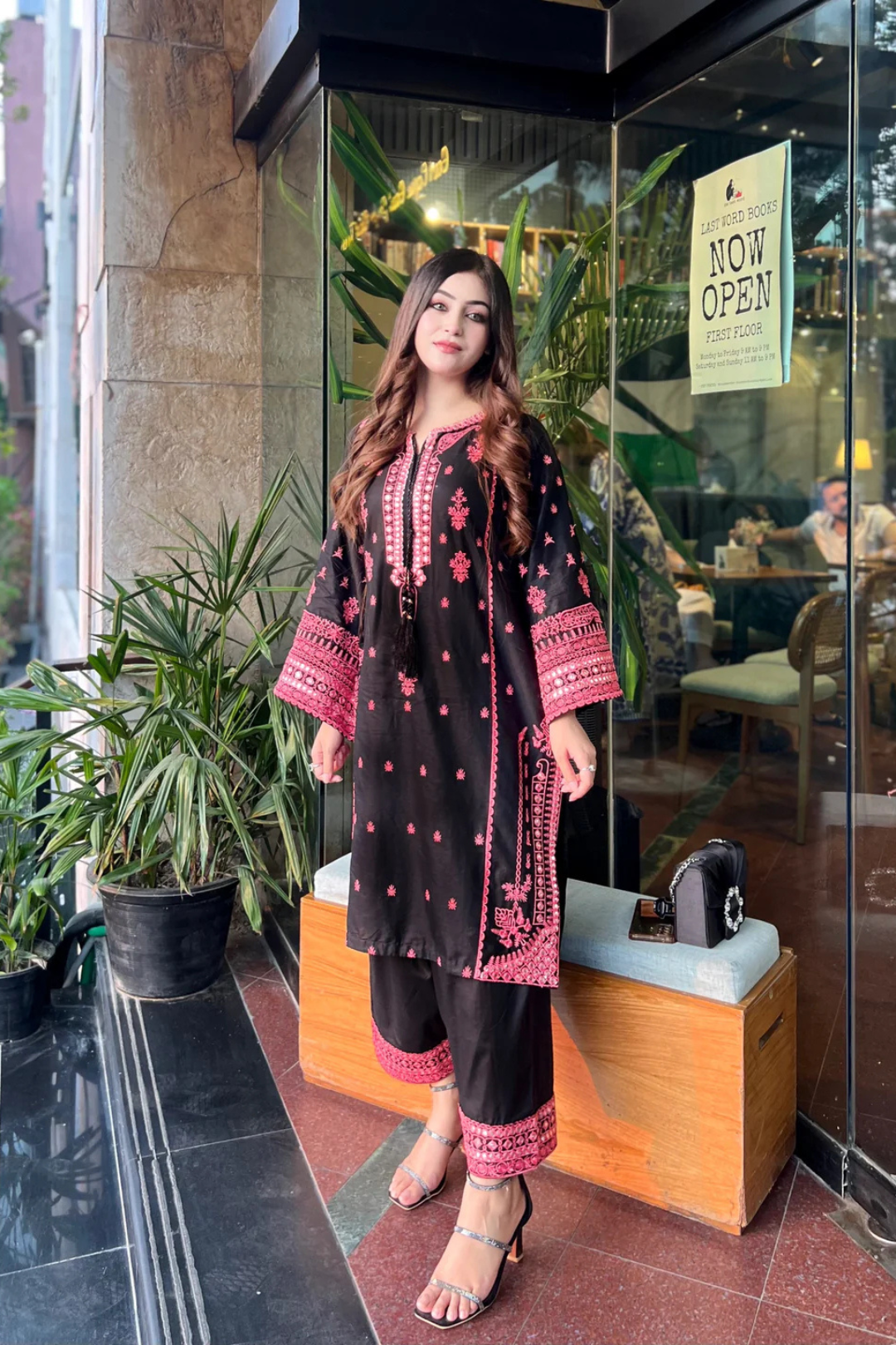 Midnight Rose - 2pcs Embroidered dress